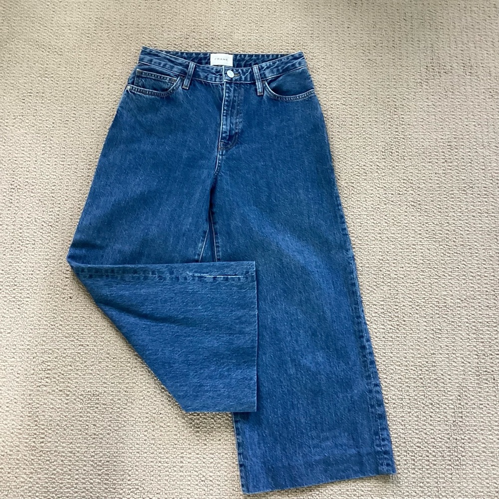 Frame High Waist Wide Leg Cropped Jeans